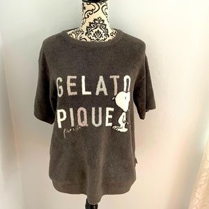 Luxury Loungewear Gelato Pique Snoopy Peanuts One Size Dark Grey Short Sleeve